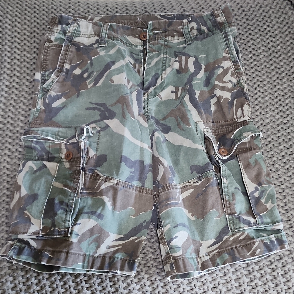 American Eagle Outfitters Green and Brown Cargo Shorts